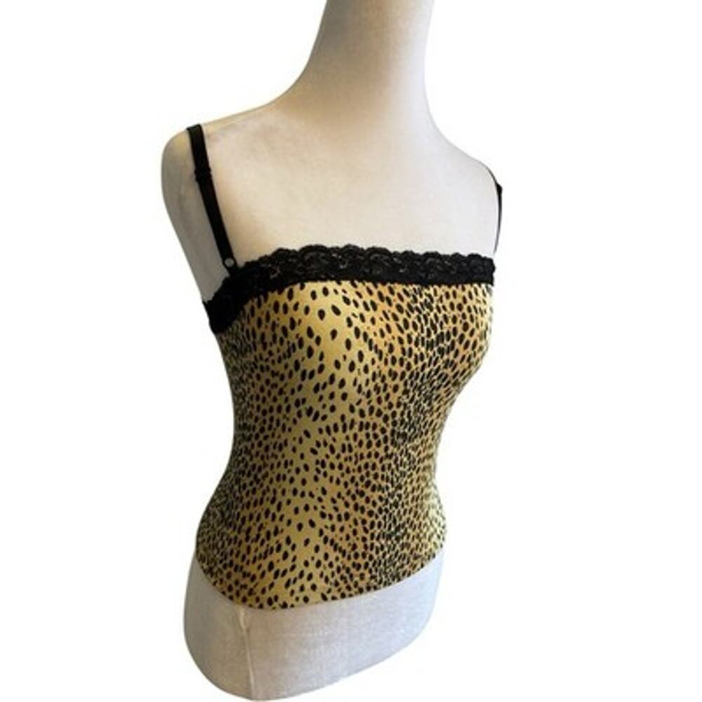 Y2K XOXO Animal Print Lace Trim Cami Top Cheetah Club Mob Wife Brown VTG RARE S - Picture 5 of 16